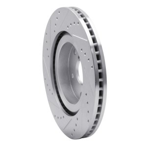 Subaru Forester Brake Rotor (1) - Front Right - R1 Concepts - Drilled & Slotted - Silver - `19-`24